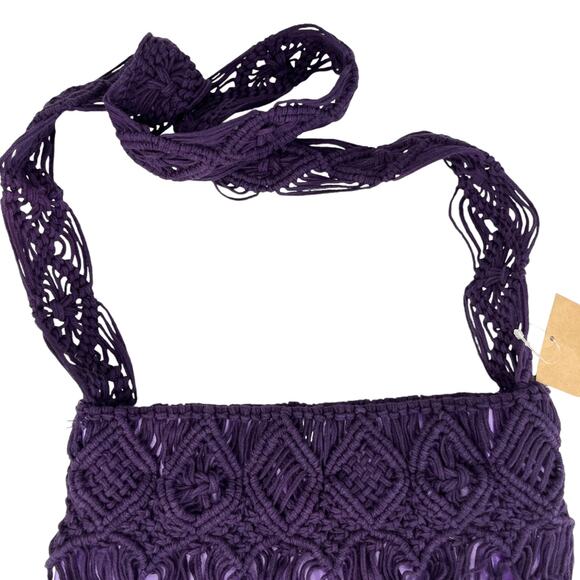 Earthbound Trading Co Purple Macrame Crochet Bag Crossbody New - Picture 9 of 16